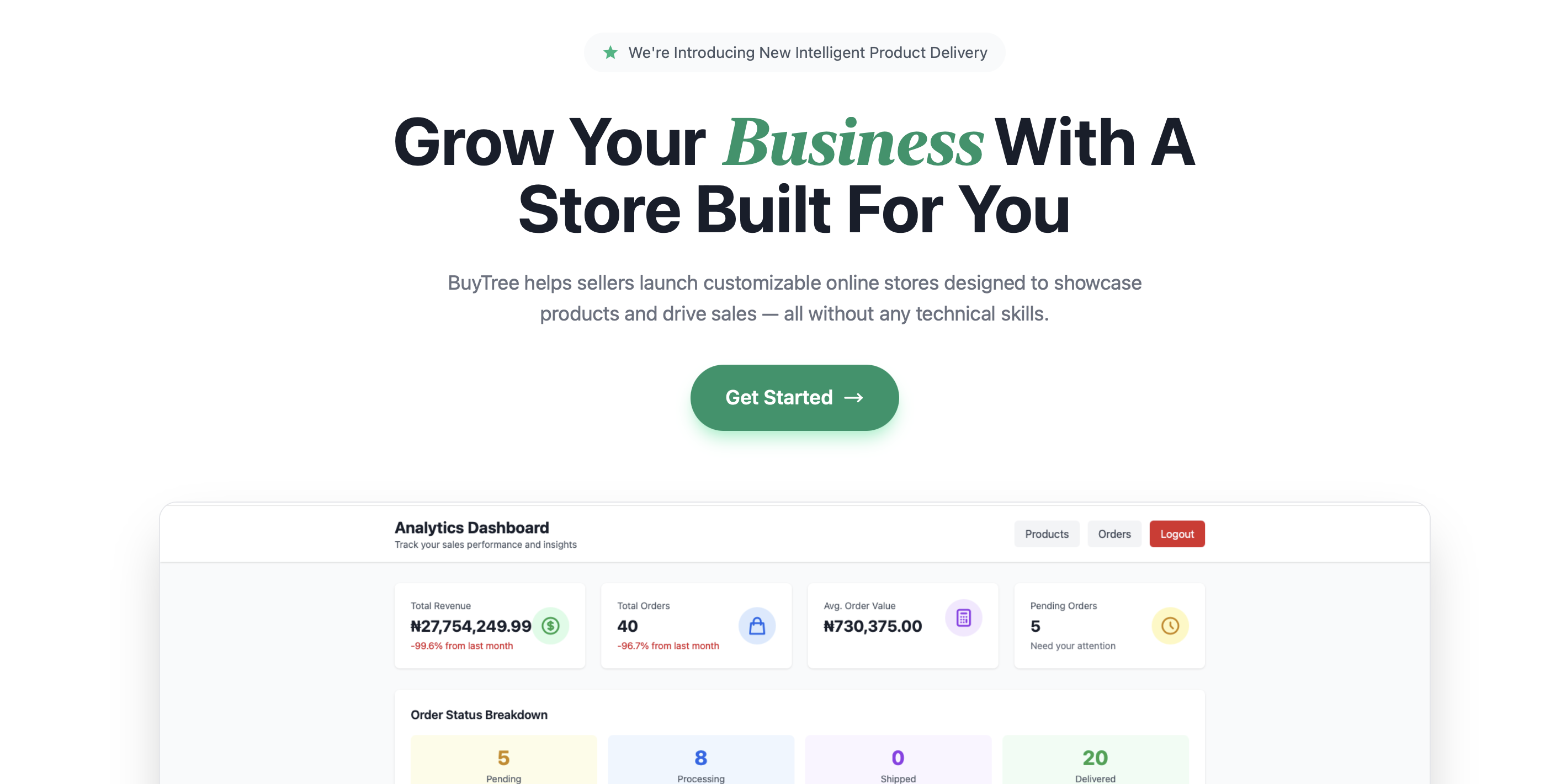 BuyTree marketplace homepage