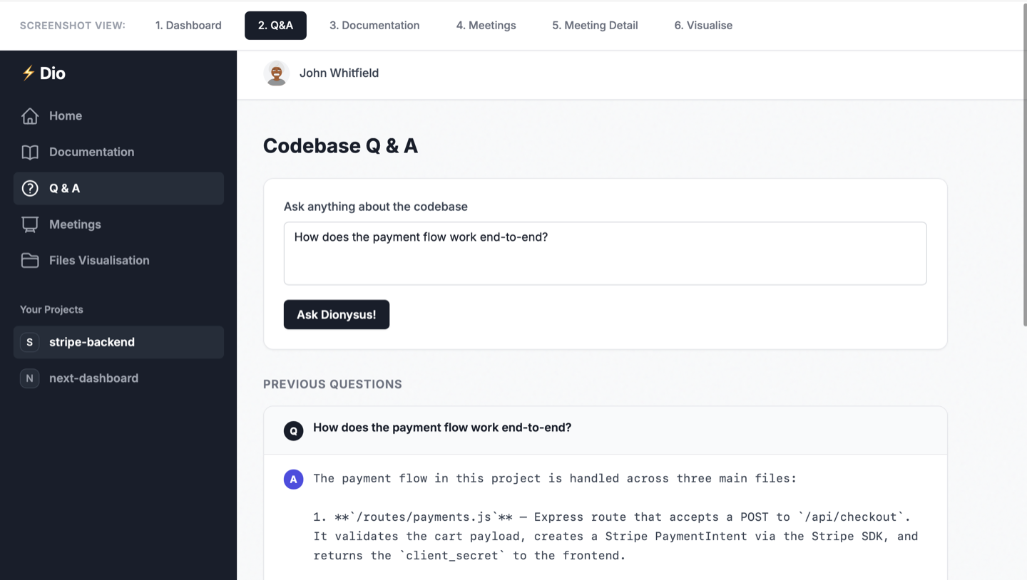 Codebase Q&A interface