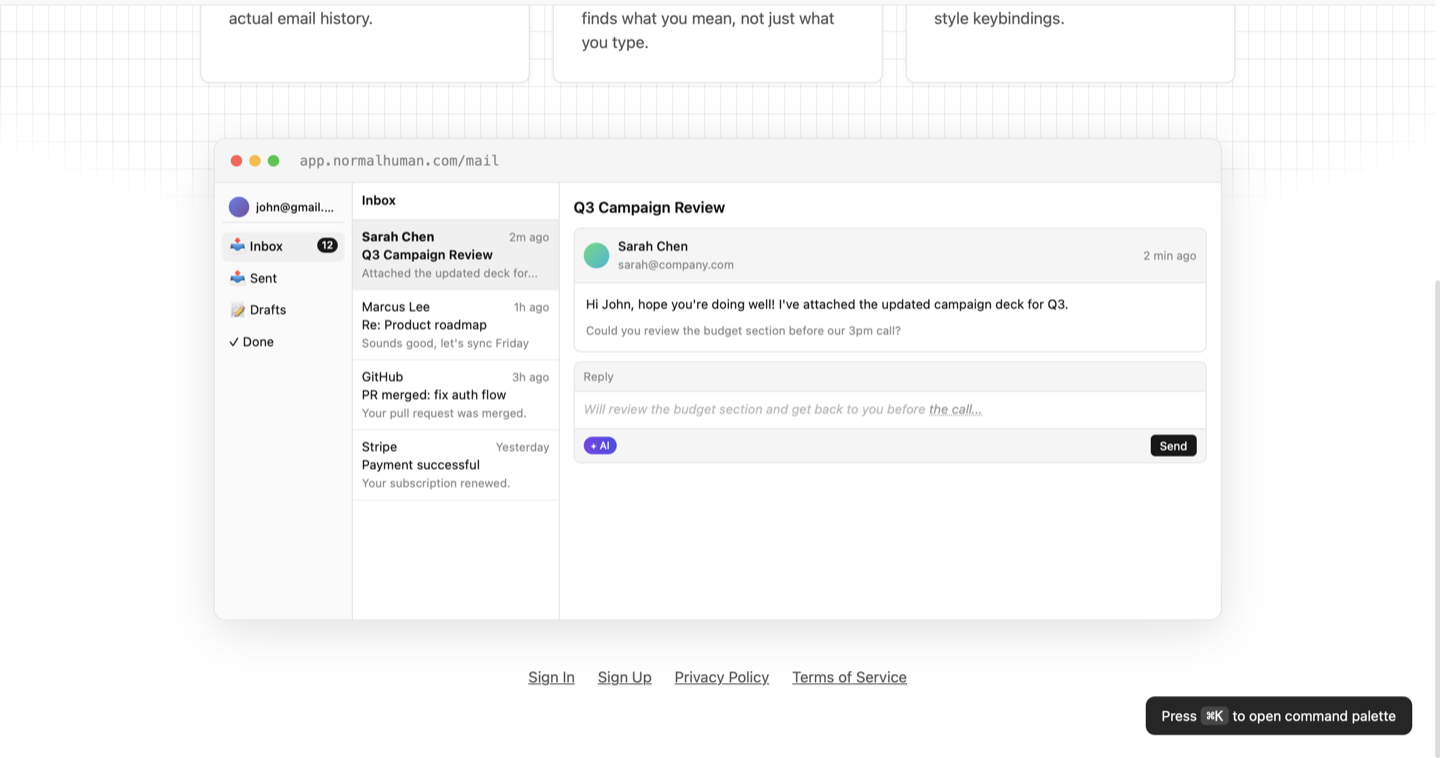 Normal Human landing page